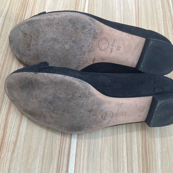 CHANEL Authentic black suede ballet flats with CC logo and ruffle trim sz 36 - Picture 3 of 8